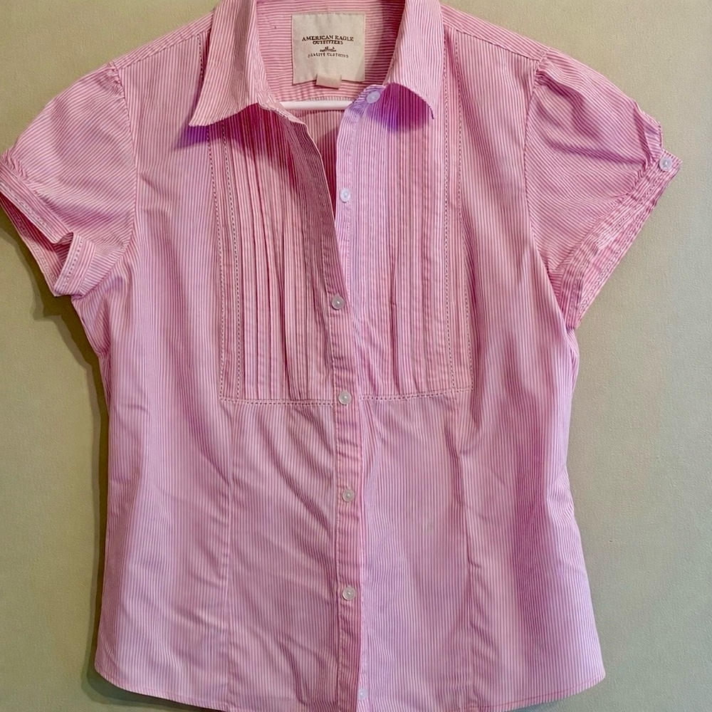 American Eagle Outfitters Pink Striped Shirt